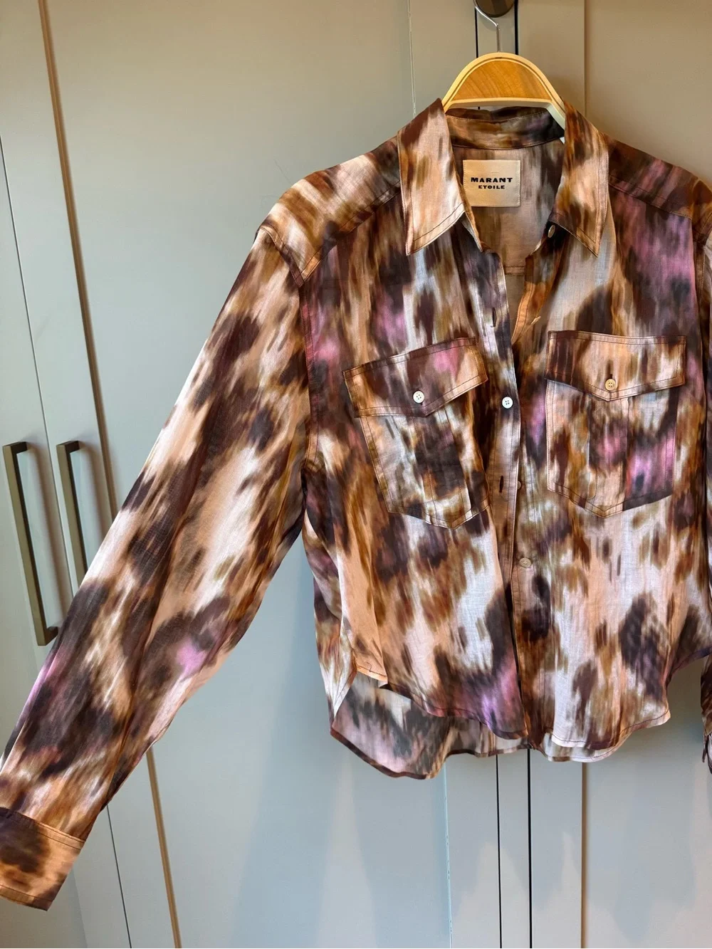Isabel Marant Etoile Multi-Print Silk Button-Down Shirt